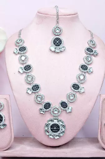 Blue designer premium festive wear necklace set