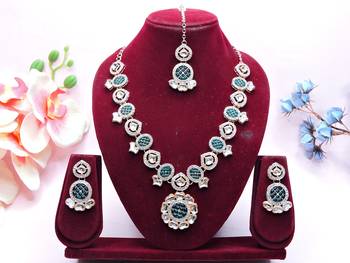 Turquoise designer premium festive wear necklace set 1