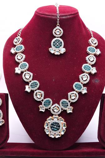 Turquoise designer premium festive wear necklace set