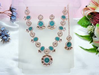 Turquoise designer premium festive wear necklace set 2