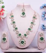 Green designer premium festive wear necklace set