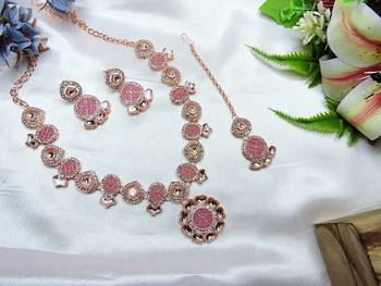 Purple designer premium festive wear necklace set 3