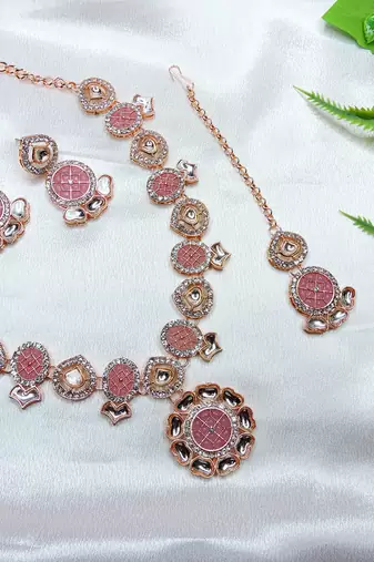 Purple designer premium festive wear necklace set