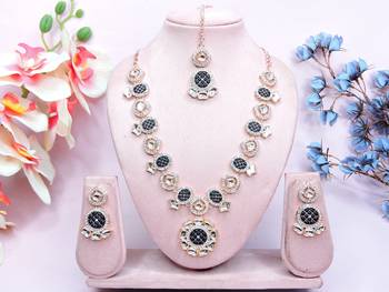 Blue designer premium festive wear necklace set 1