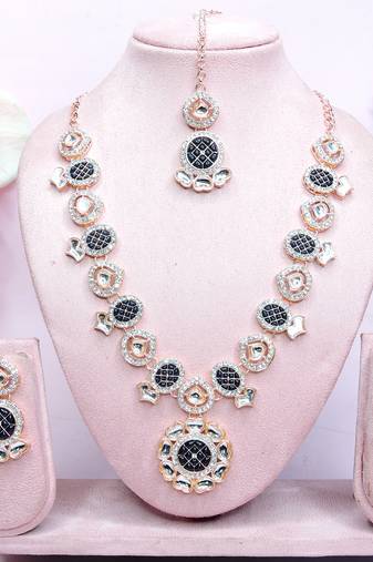 Blue designer premium festive wear necklace set