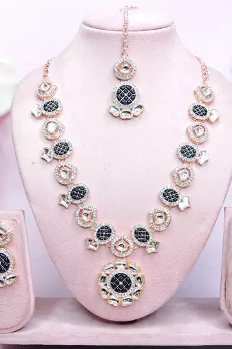 Blue designer premium festive wear necklace set