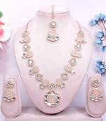 Pink designer premium festive wear necklace set