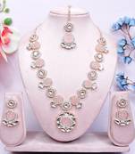 Pink designer premium festive wear necklace set