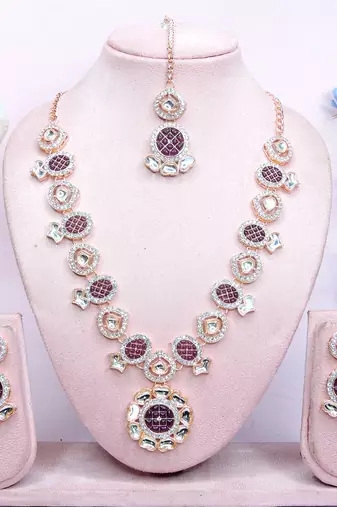 Purple designer premium festive wear necklace set