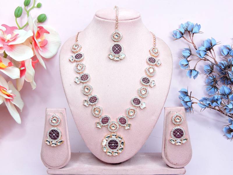 Purple designer premium festive wear necklace set