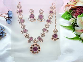 Purple designer premium festive wear necklace set 2