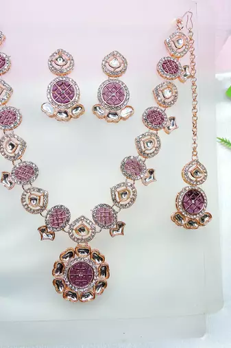 Purple designer premium festive wear necklace set