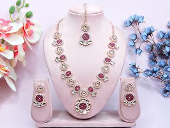 Red designer premium festive wear necklace set 1