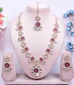Red designer premium festive wear necklace set