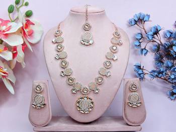 White designer premium festive wear necklace set 1