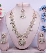 White designer premium festive wear necklace set