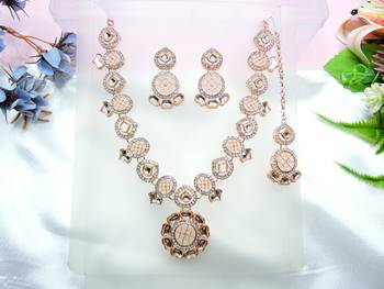 White designer premium festive wear necklace set 2