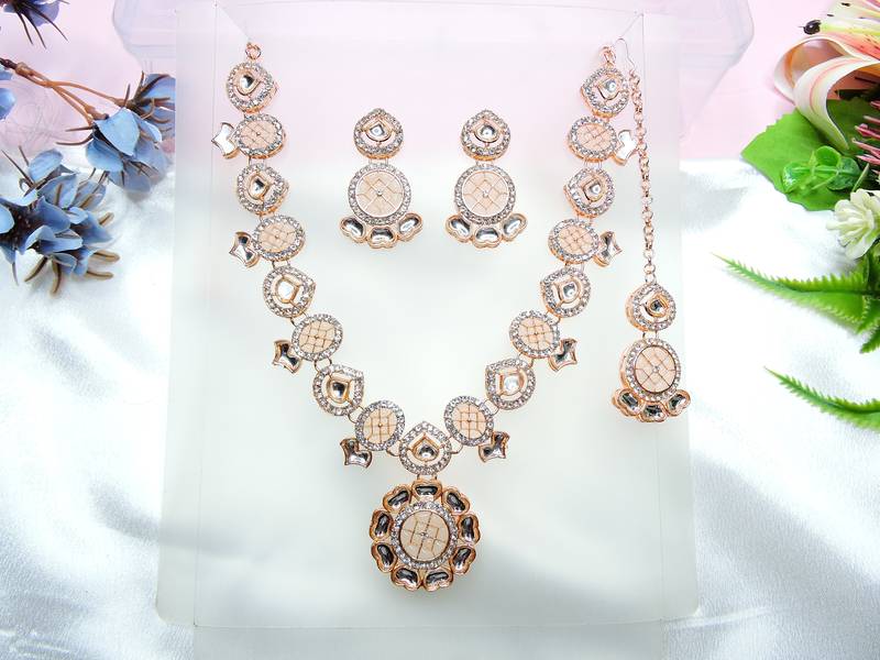 White designer premium festive wear necklace set