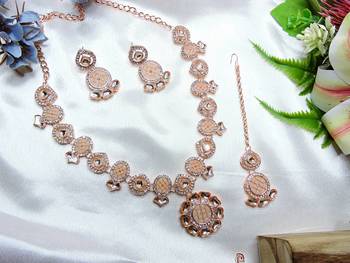White designer premium festive wear necklace set 3