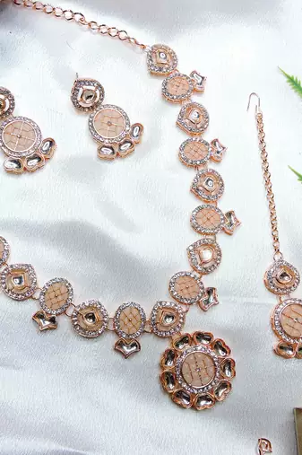 White designer premium festive wear necklace set