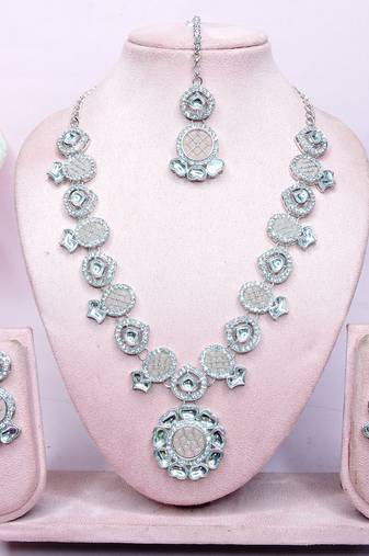 Pink designer premium festive wear necklace set