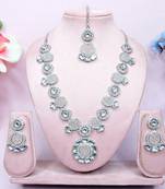 Pink designer premium festive wear necklace set