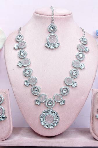 Pink designer premium festive wear necklace set
