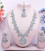 Pink designer premium festive wear necklace set