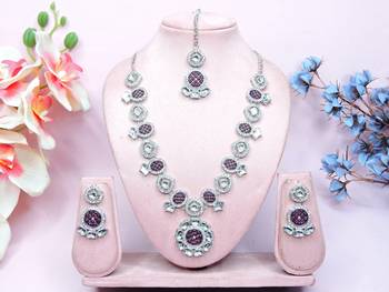 Purple designer premium festive wear necklace set 1