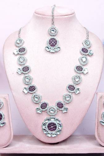 Purple designer premium festive wear necklace set