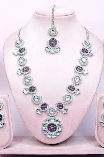 Purple designer premium festive wear necklace set