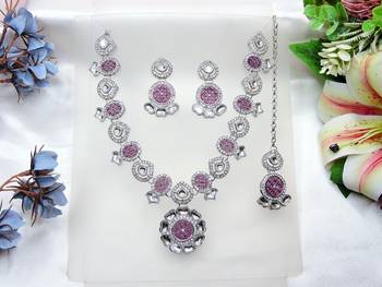 Purple designer premium festive wear necklace set 2