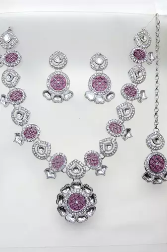 Purple designer premium festive wear necklace set