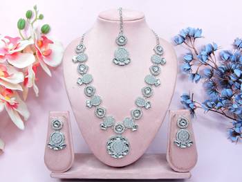White designer premium festive wear necklace set 1