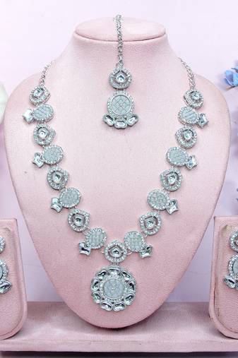 White designer premium festive wear necklace set