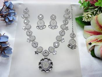 White designer premium festive wear necklace set 2