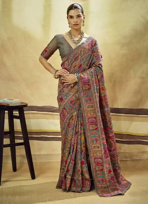 Gray modal cotton pashmina weaving festival wear saree 1