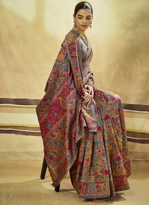Gray modal cotton pashmina weaving festival wear saree 2