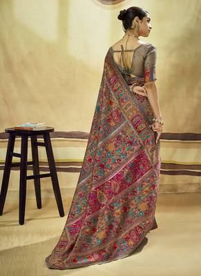 Gray modal cotton pashmina weaving festival wear saree 3