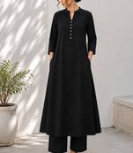 Black cotton kurta with palazzo kurta set for women