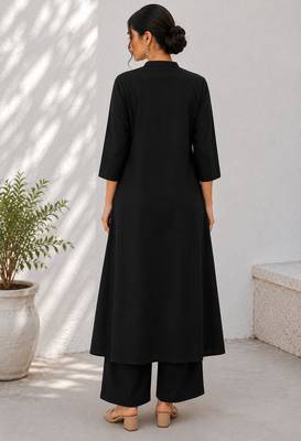 Black cotton kurta with palazzo kurta set for women 3