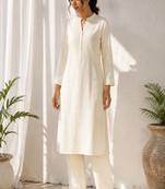 White cotton kurta with palazzo kurta set for women