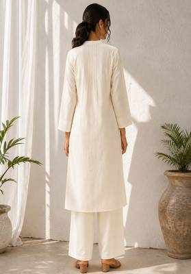 White cotton kurta with palazzo kurta set for women 3