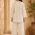 White solid pleated cotton shirt style tunic & trouser co-ord set for women