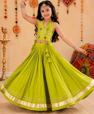 Navratri kids cotton lehenga choli with mirror work 1