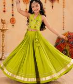 Navratri kids cotton lehenga choli with mirror work