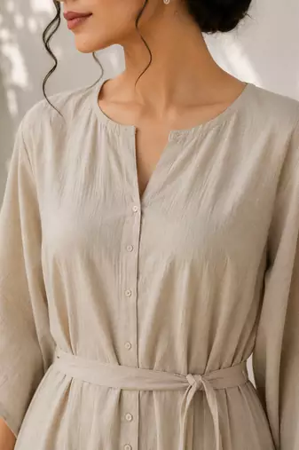 Beige cotton kurta with palazzo kurta set for women