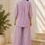 Purple solid pleated cotton shirt style tunic & trouser co-ord set for women