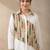 Green geometric printed linen collared shirt for women