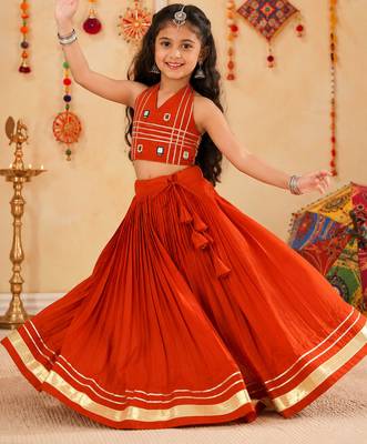 Navratri kids cotton lehenga choli with mirror work 1